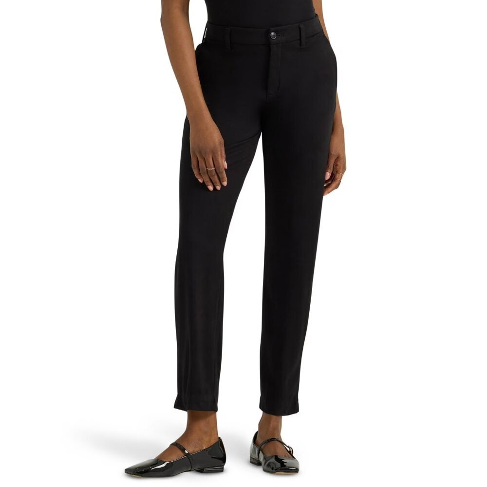 Lee Women's Straight Leg Knit Pant, Size 16S, Regular Fit, Black Wash, Comfort